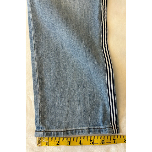 Talbots Womens Modern Ankle Jeans 12 Blue Distressed Side Stripe - Picture 6 of 9